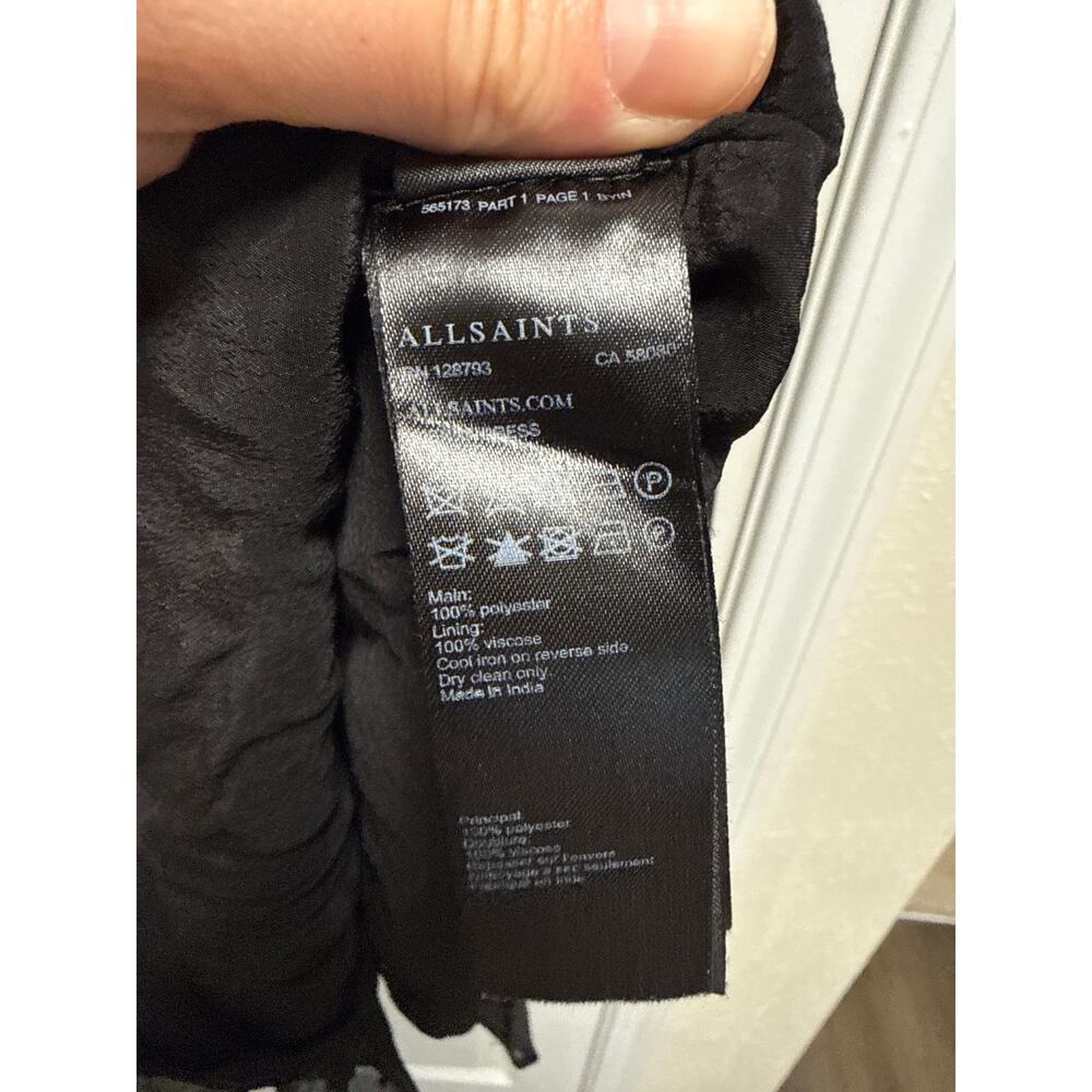 AllSaints Sienna Clip Swiss Dot Ruffle Wrap Dress Black Whimsigoth Size Small - Picture 8 of 8